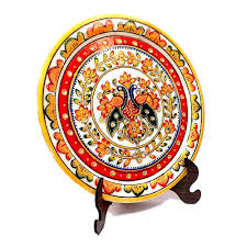 Marble Decorative Plates Meenakari Rajasthani Handicraft Home Decor