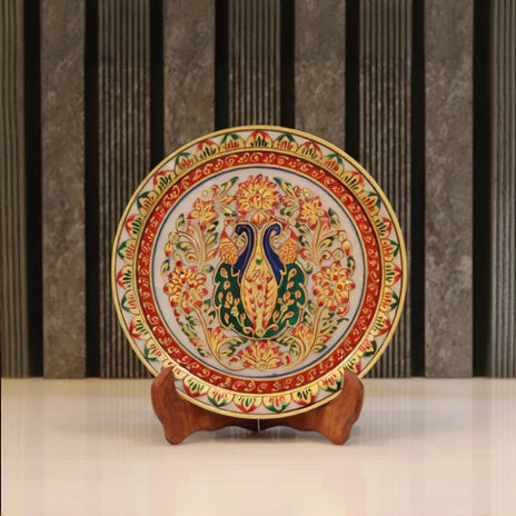 Marble Decorative Plates Meenakari Rajasthani Handicraft Home Decor